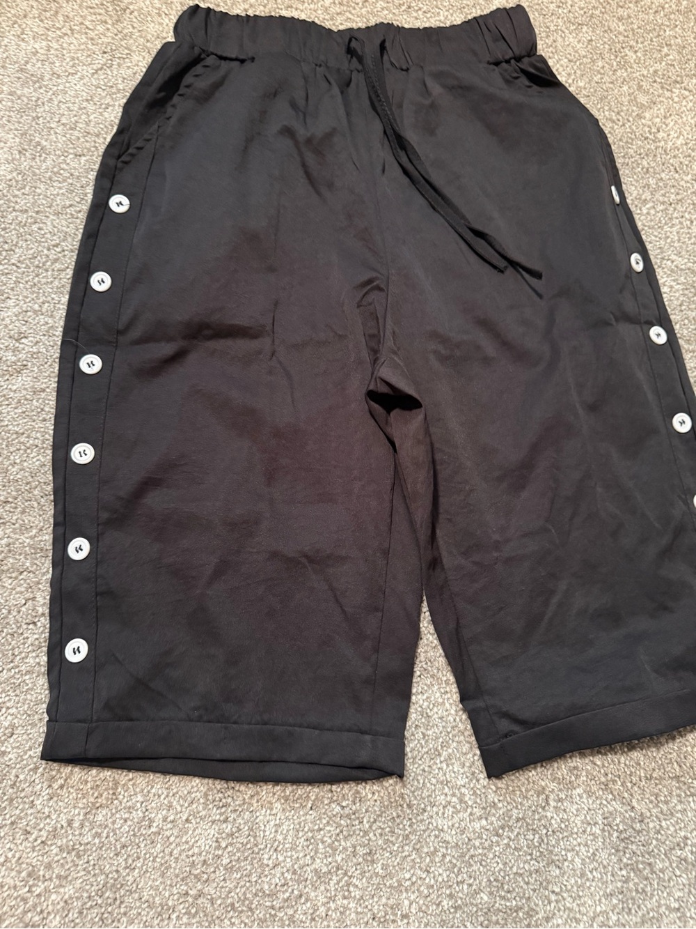 Men's Black Button-Trim Athletic Shorts